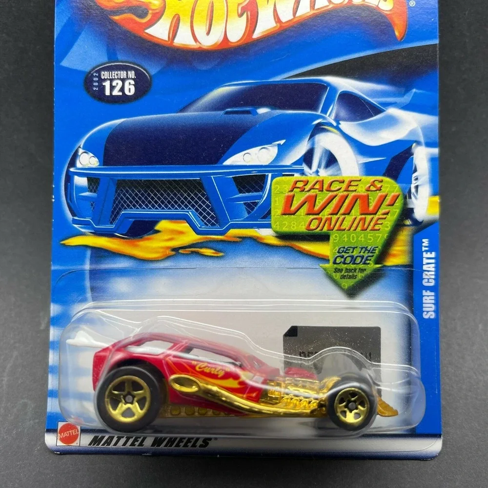 Hot Wheels Curly Surf Crate Car Red Diecast 1/64 Scale Surfboard Collector #126